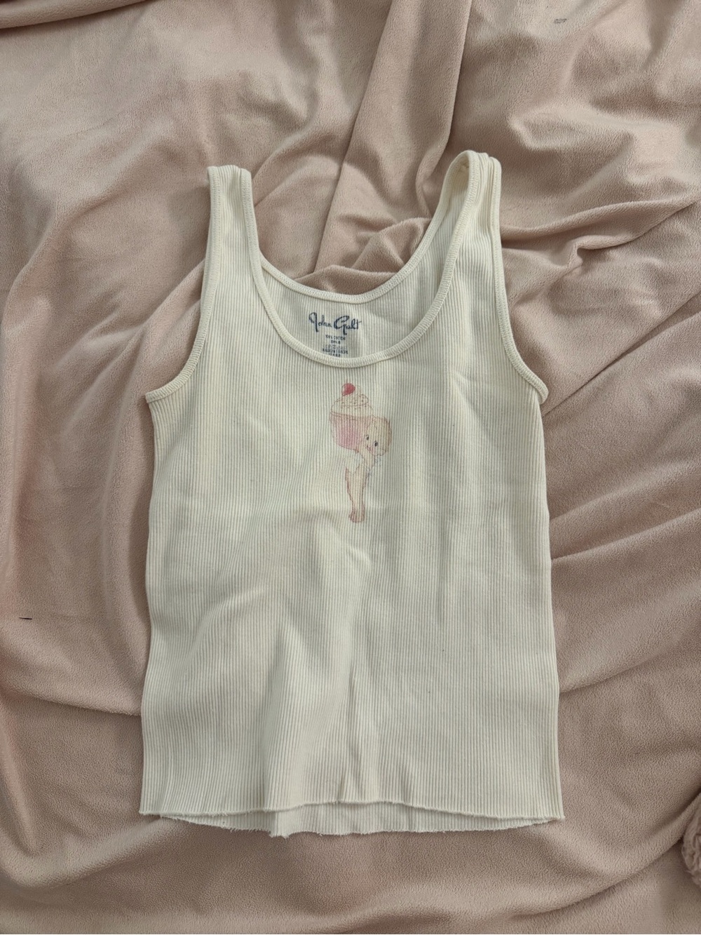 Brandy Melville Cream Tank with Pink Ice Cream Graphic
